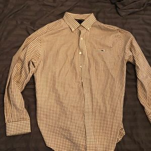 Brown and white checkered Vineyard Vines shirt